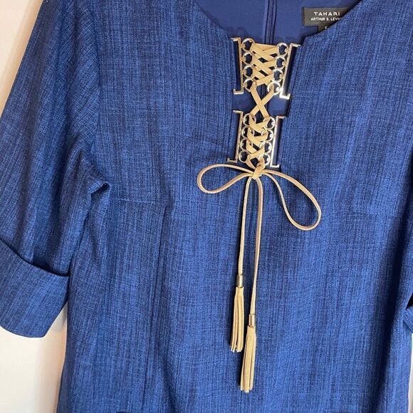 Tahari Arthur S. Levine Navy Blue Dress Size 6- New - Picture 4 of 11